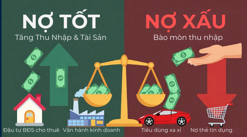 so sánh nợ tốt và nợ xấu
